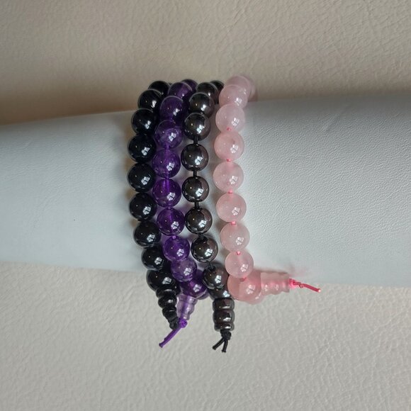 Vintage power bracelets with gemstones beads set - Picture 1 of 3